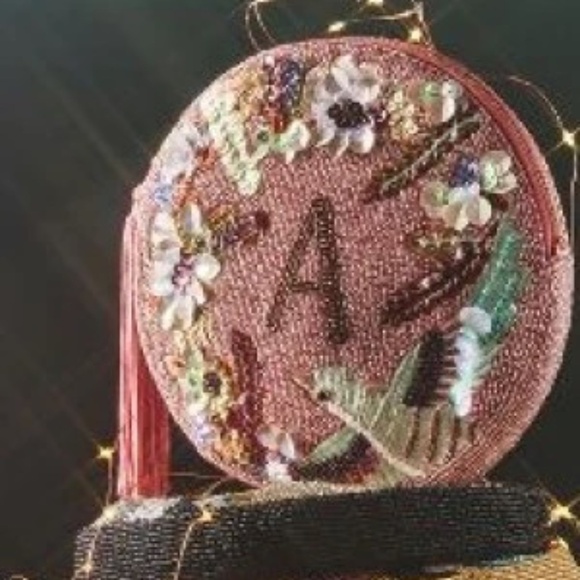 NWT Anthropologie Holiday Monogram Pouch Letter A - Picture 2 of 5